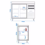 Bar- & dryckeskylbänk Premium PLUS – 1475x700 mm – 440 liter – med 2 glasdörrar & uppkant – svart