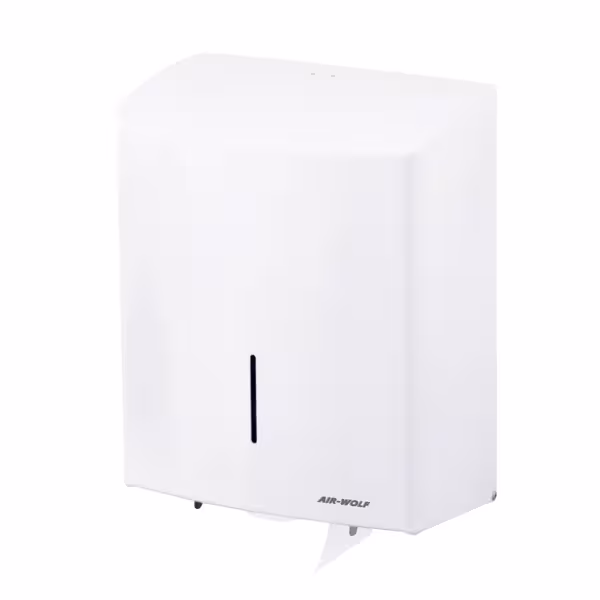 AIR-WOLF | Duplex-Çift taraflı kağıt rulo havlu dispenseri - 3 ev tipi rulo veya 1 büyük rulo için - paslanmaz çelik - beyaz