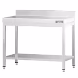 Tavolo da lavoro in acciaio inox PREMIUM - 800x700mm - con ripiano inferiore & alzatina & traversi di rinforzo