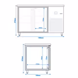 Koelwerkbank PREMIUM - 1400x700mm - met 2 deuren