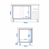 Table réfrigérée PREMIUM - 1400 x 700 mm - avec 2 portes