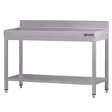 Table de travail en inox ECO - 1200x600 mm - avec étagère inférieure et rebord relevé          