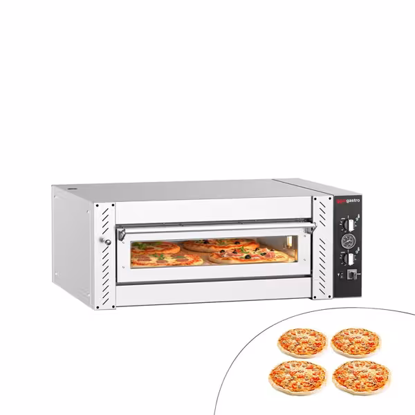 Elektrische pizzaoven (chamotte bakvloer) - 1010x850x385mm - 1 kamer - 1x4 pizza’s Ø30cm - tot 450°C - Handmatig