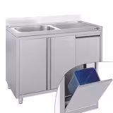 Commercial sink cabinet - 1200 x 700 mm - With waste bin and 1 sink (left)
