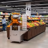 Elektrische Orangenpresse - mit automatischer Fruchtzufuhr & Ablasshahn - Silber