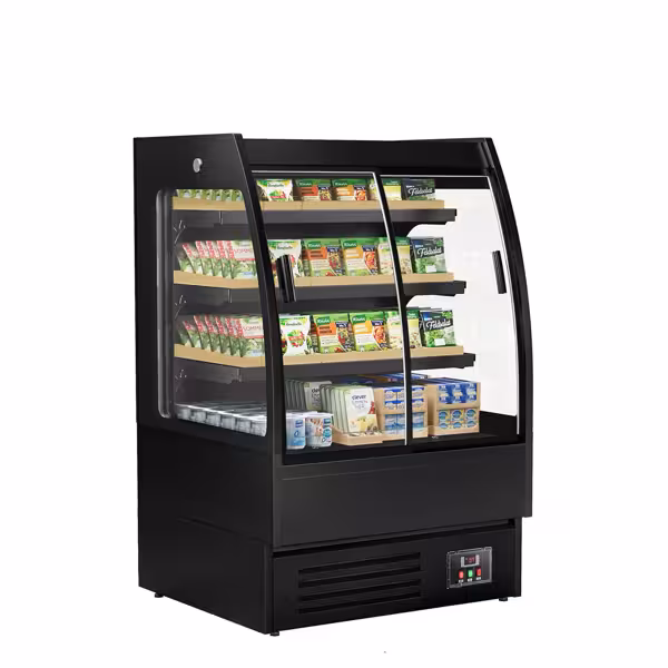 Estantería refrigerada de pared con puertas correderas - 900mm - 216 litros - con iluminación LED y 3 estantes