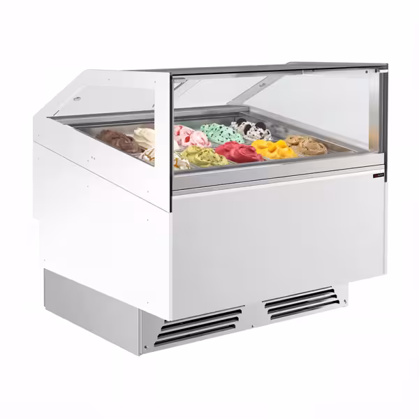 Vetrina Gelato ADAM - 1201mm - Refrigerazione ventilata - per 12x Vasca da gelato da 5 Litri oppure 8x Vasca da gelato da 7 Litri - Bianco