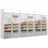 (3 pezzi) Frigo per bibite - 3600 litri - design senza telaio - con 6 porte in vetro e display pubblicitario