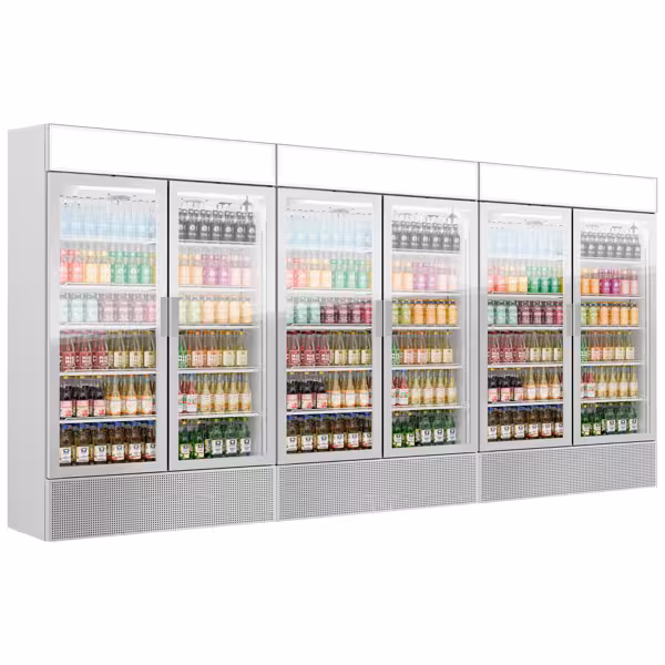 (3 stuks) Drankenkoelkast - 3600mm - 3600,0L - frameloze glasdeur - met 6 glasdeuren & lichtbak & LED-interieurverlichting