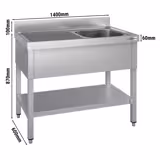 میز استیل اکونومی ظرفشویی - طبقه دار - 600*1400 میلیمتر - یک سینک در راست