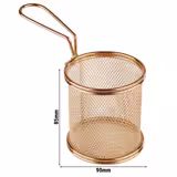 (6 szt.) Koszyk do frytek SNACKHOLDER - ze stali nierdzewnej - prostokątny - 90x90mm - Miedziany - z 1 uchwytem
