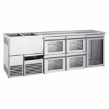 Comptoir de bar réfrigéré PREMIUM - 2500x700mm - 1 porte vitrée & 4 tiroirs en verre