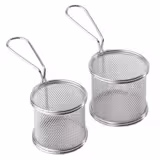 (6 szt.) Koszyk do frytek SNACKHOLDER - ze stali nierdzewnej - prostokątny - 80x80mm - z 1 uchwytem