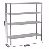 Edelstahlregal ECO - 1600x500mm - mit 4 Ablagen (VERSTELLBAR)