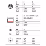 Fourneau à gaz – 28,5 kW – 6 brûleurs – avec four à gaz – 3,5 kW