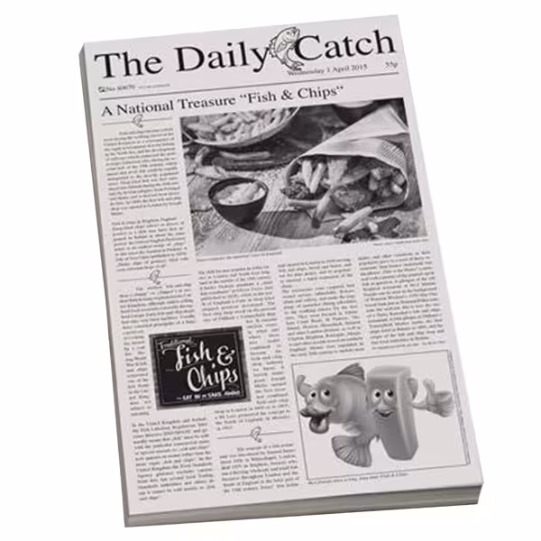 (500 Stück) Fettdichtes Einschlagpapier - SNACKHOLDER - 420x250mm - mit Zeitungsmotiv