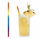 (50 pieces) – Reusable Glass Drinking Straws – 230 mm – Ø 8 mm – Rainbow – Includes 1 Cleaning Brush