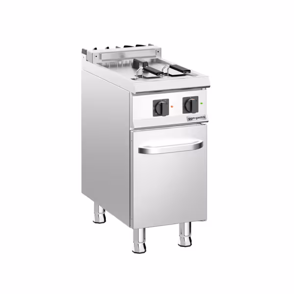 Elektrische friteuse - 18 liter - 14 kW - mechanische bediening - met aftapkraan - incl. onderbouw (1 deur)