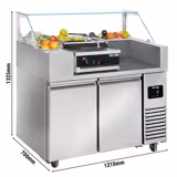 Table de préparation - 1210 mm - 2 portes - pour 9 récipients GN 1/6 - incluant un appareil à crêpes et un répartiteur de pâte        