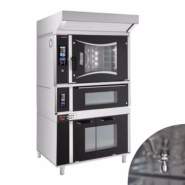 Forno eléctrico de ar quente - de Toque - 6x EN 60 x 40 cm - incl. forno para pizza, exaustor e armário de fermentação