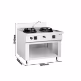 Fogão wok a gás - 30kW - 2 queimadores - incl. 1 torneira