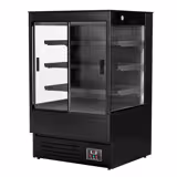 Murale Refrigerato Professionale - 900mm - 287l - +1°/+5°C - con 2 porte scorrevoli in vetrocamera & 3 ripiani - Nero