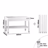 Rvs Werktafel PREMIUM - 800x700mm - met onderblad