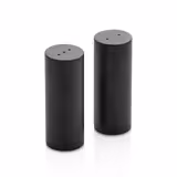 Salt and Pepper Cruet Set and Stand - 3-piece - salt & pepper; toothpicks - Stainless steel stand - Height: 200mm - Glass & Stainless steel - Black