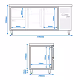 Balcão refrigerado ECO - 1795x700mm - 417L - 2 portas; 2 gavetas GN 1/1 - GN 1/1 - -2 a +8°C