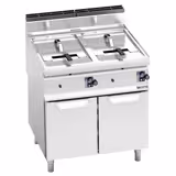 Friggitrice a gas professionale su mobile - 10+10L - 13,8kW - comandi meccanici - con rubinetto di scarico