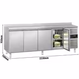 Mostrador refrigerado ECO - 2230x700mm - con 4 puertas y con soporte superior