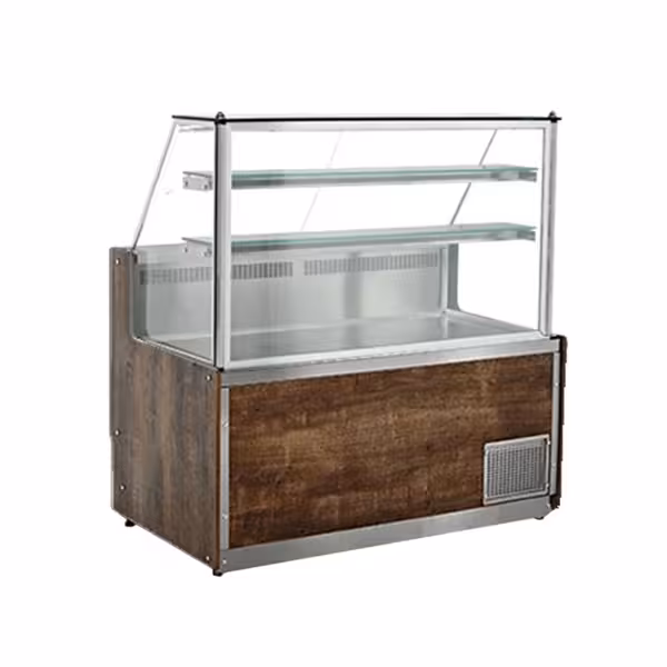 Serve Over Counter Service Line - 1000x880mm - LED lighting - granite worktop - wood-look front panel
