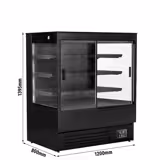 Wandkoelmeubel - 1200mm - 390 liter - met 2 (dubbelglas) glazen schuifdeuren & 3 schappen - zwart - van 1 tot 5 °C