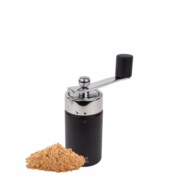 (6 Stück) PEUGEOT | ISEN - Muskatmühle mit Kurbel - Holz - Schwarz Matt - Höhe: 150mm