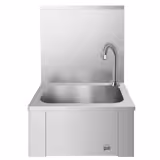 Handspoelbak - Roestvrij staal - met kniebediening (koud & warm water aansluiting)