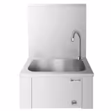 Lavabo à main - inox - avec commande à genoux (raccordement d'eau froide et chaude)