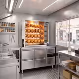 Commercial Gas Chicken Rotisserie Oven - 18.8kW - with 4 Skewers for up to 20 chickens