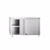 Armoire de travail en inox PREMIUM - 1200x800mm - avec porte coulissante sans rebord	