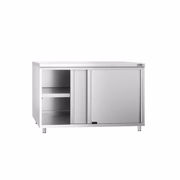 Szafka robocza ze stali nierdzewnej PREMIUM - 1200x600 mm - z drzwiami przesuwnymi bez panelu tylnego