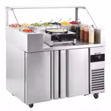 Saladette - 1210x700mm - 2-deurs - voor 9x GN 1/6 - incl. crêpesapparaat & deegverdeler