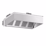 Commercial Wall-Mounted Extractor Hood - 2200mm - with Baffle Filters & Lighting