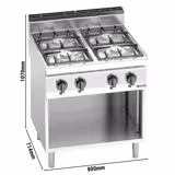 Kuchnia gazowa - 21,5kW - 4 palniki - otwarta podstawa