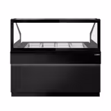 Commercial Saladette Counter TORONTO - 1500mm - 1000L - Black Front - 2 doors - with square glass canopy for 4 x GN 1/1 & 1 shelf - black granite worktop