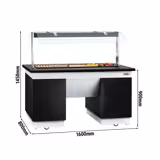 Buffet gekoeld DUBLIN - 1600mm - met gekoelde plaat & zwenkwielen - zwart