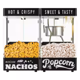 Popcornmaskin med nachovärmare - 1,31 kW - 5 kg/h - med 1 kastrull - svart