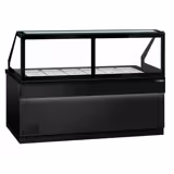Saladette réfrigérée TORONTO - 2550 mm - Façade noire - 4 portes - Pour 6x GN 1/1 - Plateau de travail en granit noir