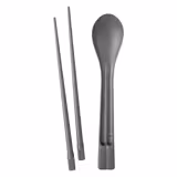 (30 Stück) Mehrweg-Essstäbchen-Löffel-Set - Grau
