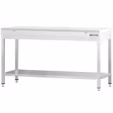 Edelstahl Arbeitstisch PREMIUM - 2000x600mm - mit Grundboden - inkl. Schneideplatte Weiß