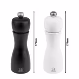 (6 sztuk) PEUGEOT | TAHITI – Młynek do soli i do pieprzu – drewno – czarny / biały matowy – wysokość: 150 mm