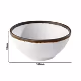 (6 uds) Bol - CROCKER - Melamina - 0,7L - redondo - Ø160mm - Profundidad: 70mm - Blanco/Marrón